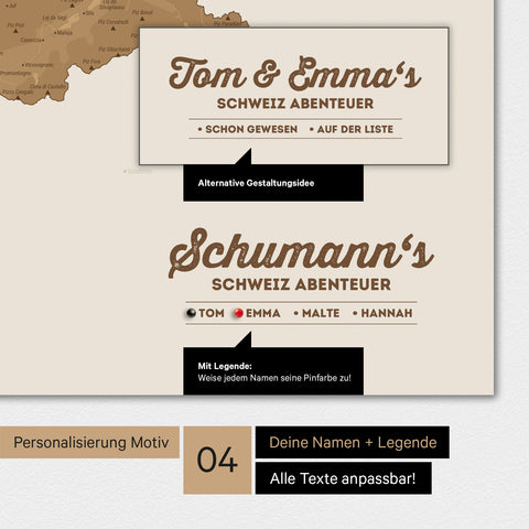 Zwitserland-kaart TRAVEL® Premium Poster – in 21 kleuren