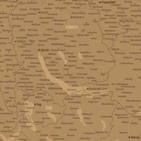 Zwitserland-kaart TRAVEL® Premium Poster – in 21 kleuren