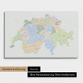 Neutrale und schlichte Standard-Ausführung einer politischen Schweiz-Karte als Pinn-Leinwand in Multicolor Atlas