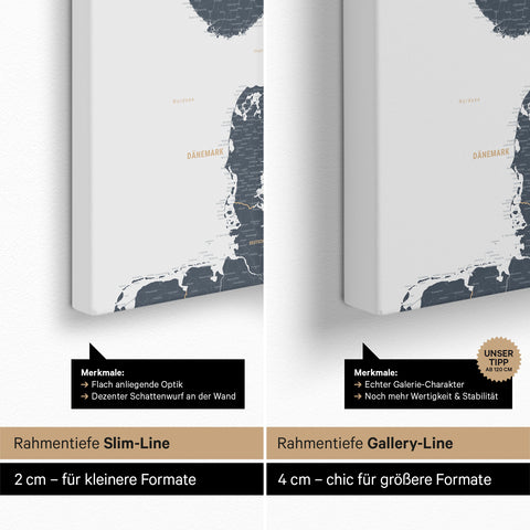 Scandinavia Push Pin Map TRAVEL® (Pinboard) – Denim Blue