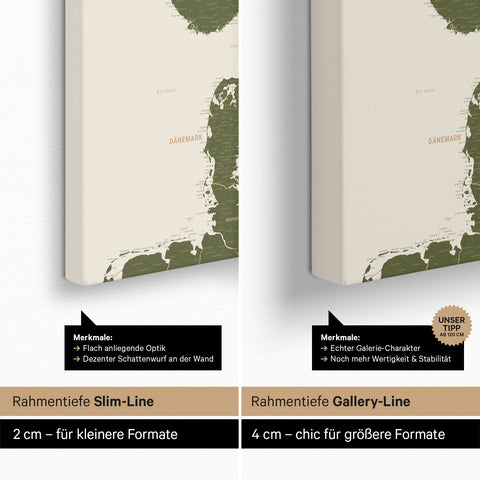 Scandinavia Push Pin Map TRAVEL® (Pinboard) – Olive Green