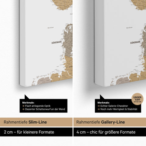 Scandinavië-kaart TRAVEL® Canvas Prikbord – Multicolor Beige