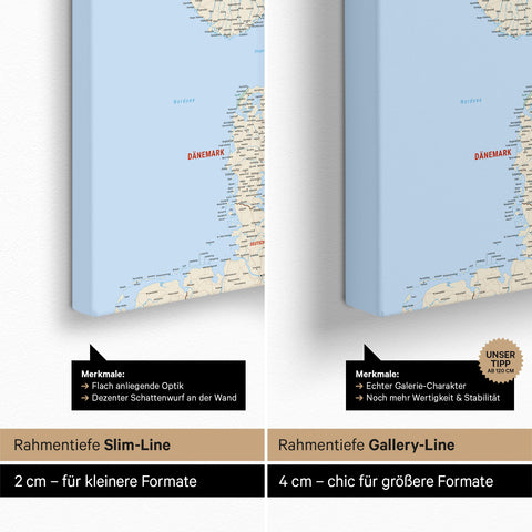 Scandinavië-kaart TRAVEL® Canvas Prikbord – Multicolor Classic