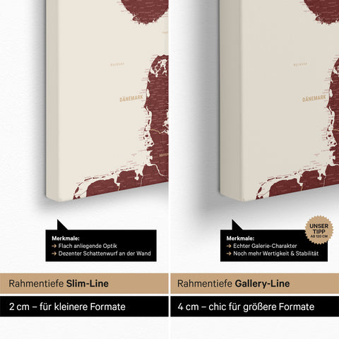 Scandinavia Push Pin Map TRAVEL® (Pinboard) – Bordeaux Red