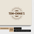 Südafrika-Karte als Pinn-Leinwand in Desert Sand (Beige) mit eingedruckten Namen als Logo in Form einer Sonne