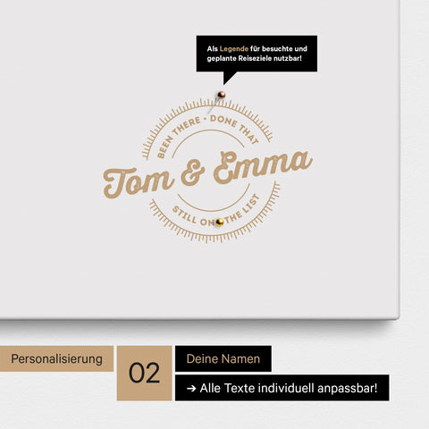 Südafrika-Karte als Pinn-Leinwand in Light Black mit einem runden Logo als Personalisierung