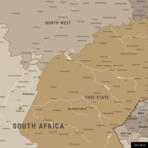 South Africa Push Pin Map TRAVEL® – Multicolor Beige