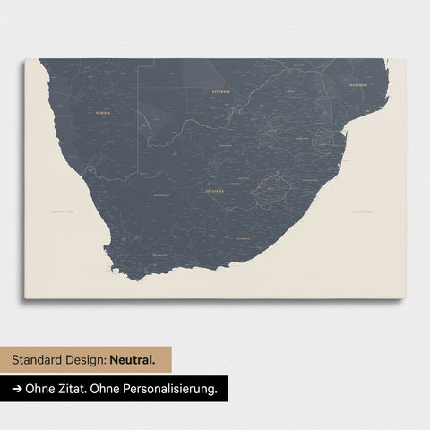 Neutral and simple standard version of a South Africa map as a Push Pin Map in Navy Light