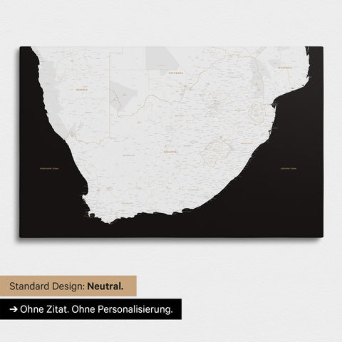 Neutral and simple standard version of a South Africa map as a Push Pin Map in black and white