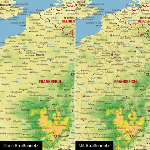 Topographic Push Pin Europe Map TRAVEL® (Pinboard) – Multicolor Topo