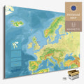Magnetische topografische Europakarte in einem modernen, minimalistischem Design als Magnetboard zum Pinnen und Markieren von Reisezielen kaufen