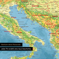 Detail einer topografischen Europa Landkarte als Magnet-Poster zeigt einen Ausschnitt von Italien, Kroatien und Griechenland