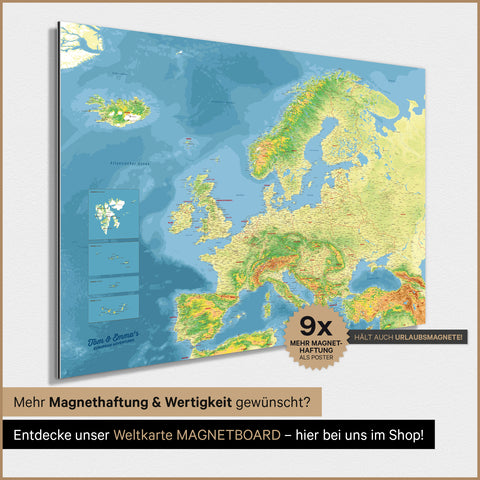 Topografische Europa-kaart TRAVEL® magnetenposter – multicolor topo
