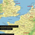 Topografische Europa Landkarte Poster zeigt einen Ausschnitt von England, Frankreich und Belgien