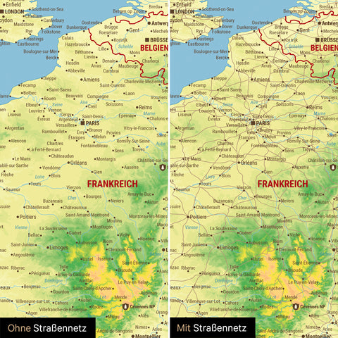 Topographic Europe Map TRAVEL® Premium Poster – Multicolor Topo