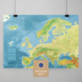 Topografische Europa Karte in einem modernen, minimalistischem Design als Poster kaufen