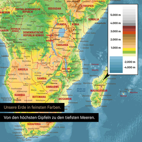 Topografische wereldkaart TRAVEL® magnetenbord – multicolor topo