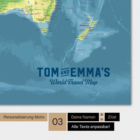 Topographic world map in color Multicolor Topo with a vintage logo as modern personalization