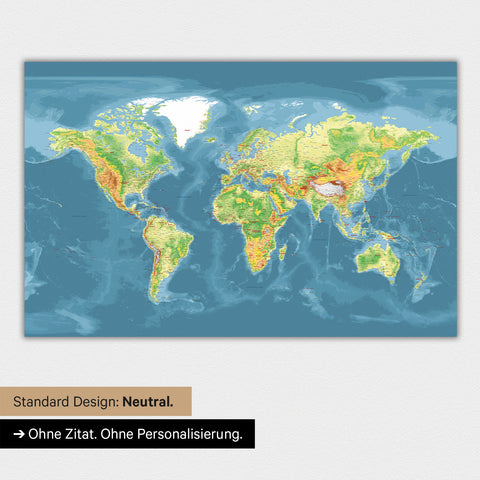 Topographic world map in neutral standard design and color Color Multicolor Topo