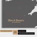 UK-Karte Pinn-Leinwand in Farbe Dunkelgrau mit personalisiertem Text