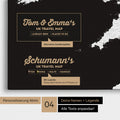 England-Karte als Leinwand zum Pinnen in Farbe Schwarz-Weiß mit Personalisierung in Form eines Logos für Familiennamen