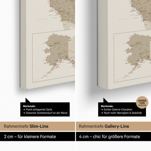 Push Pin USA Map TRAVEL® (Pinboard) – Desert Sand (Beige)