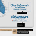 Detaillierte USA Amerika Karte als Pinn-Leinwand in Blau mit Personalisierung als Logo für die gesamte Familie