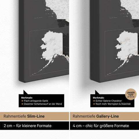 Push Pin USA Map TRAVEL® (Pinboard) – Dark Gray