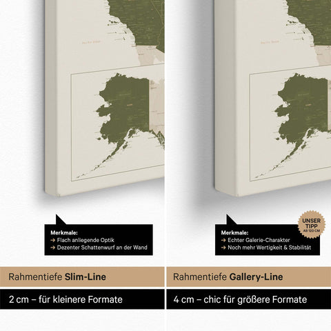 Push Pin USA Map TRAVEL® (Pinboard) – Olive Green