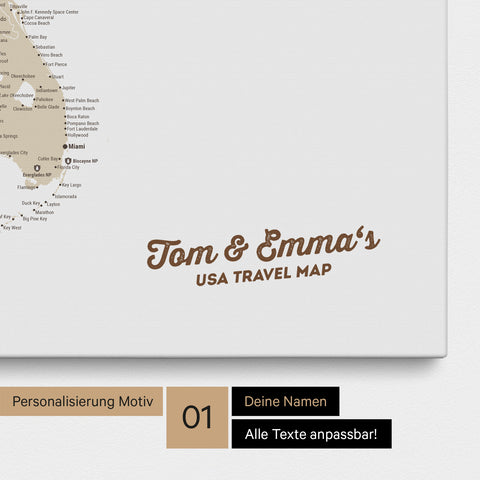 USA Push Pin Map TRAVEL® – Multicolor Beige