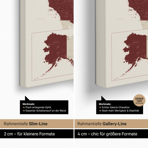 Push Pin USA Map TRAVEL® (Pinboard) – Bordeaux Red