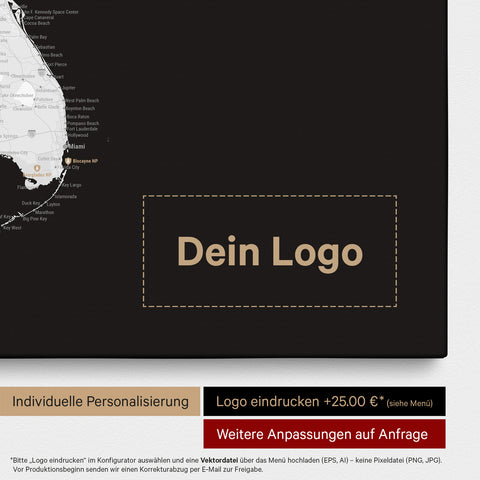 Push Pin USA Map TRAVEL® (Pinboard) – Dark Black (Black & White)