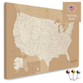 USA Amerika Karte in Treasure Gold mit sehr hohem Detailgrad als Pinnwand Leinwand zum Pinnen und Markieren von Reisezielen kaufen