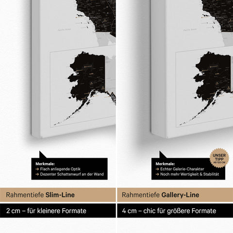 Push Pin USA Map TRAVEL® (Pinboard) – Light Black (White & Black)