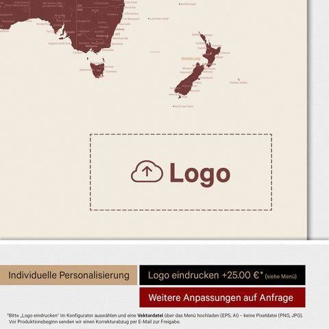 World Map ANTARCTICA® Magnet Board – Bordeaux Red