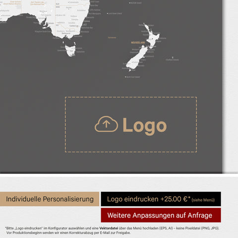 Wereldkaart ANTARCTICA® magnetisch bord – donkergrijs
