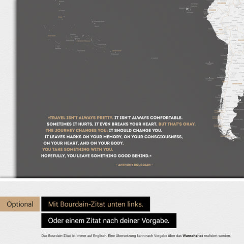 Wereldkaart ANTARCTICA® magnetisch bord – donkergrijs
