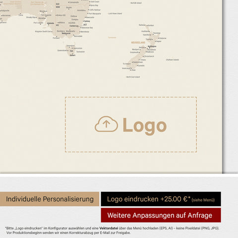 Wereldkaart ANTARCTICA® magnetisch bord – goud