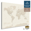 Magnetische Weltkarte ANTARCTICA mit Antarktis als massives Magnetboard in der Farbe Gold, in einem modernen, minimalistischem Design zum Pinnen und Markieren von Reisezielen mit Magneten