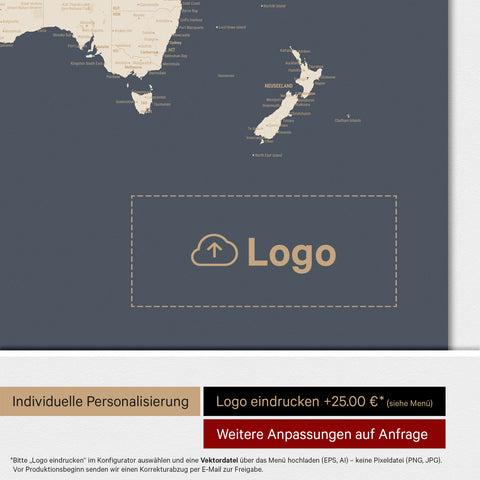 Wereldkaart ANTARCTICA® magnetisch bord – hale navy