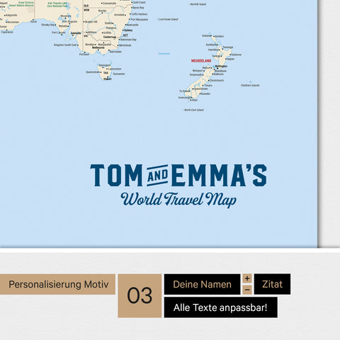 Magnetboard Weltkarte ANTARCTICA in Multicolor Classic mit Personalisierung im Vintage-Stil