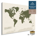 Magnetische Weltkarte ANTARCTICA mit Antarktis als massives Magnetboard in der Farbe Olive Green, in einem modernen, minimalistischem Design zum Pinnen und Markieren von Reisezielen mit Magneten