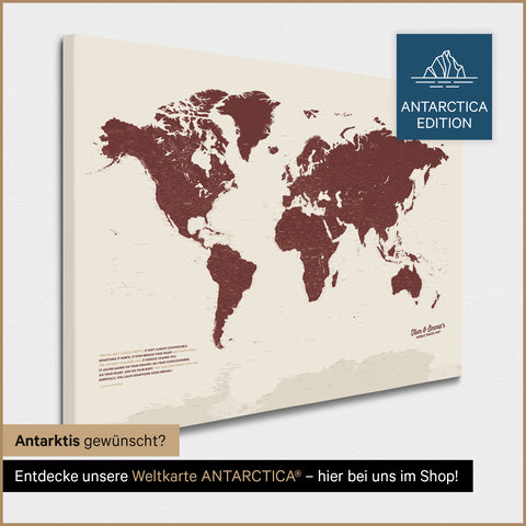 Design Push Pin World Map TRAVEL® (Pinboard) – Bordeaux Red