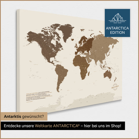 Design Wereldkaart TRAVEL® Canvas Prikbord – Multicolor Brown