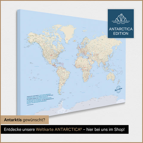 Design Wereldkaart TRAVEL® Canvas Prikbord – Multicolor Classic