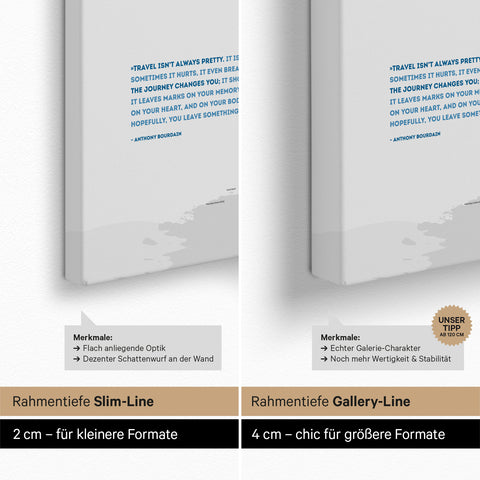 World Map ANTARCTICA® Push Pin Canvas (Pinboard) – Ocean Blue