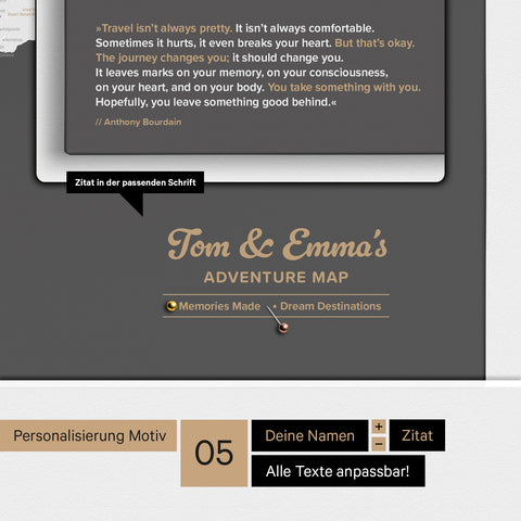 World Map ANTARCTICA® Push Pin Canvas (Pinboard) – Dark Gray