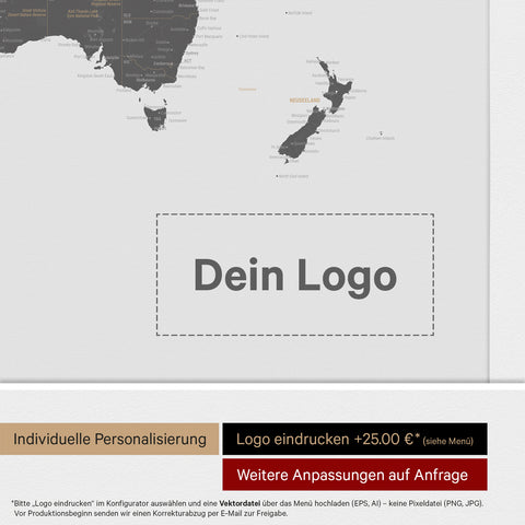 World Map ANTARCTICA® Push Pin Canvas (Pinboard) – Light Gray