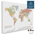 Weltkarte mit Antarktis in Multicolor Sienna als Pinnwand Leinwand kaufen