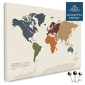 Weltkarte mit Antarktis in Multicolor Vivid als Pinnwand Leinwand kaufen